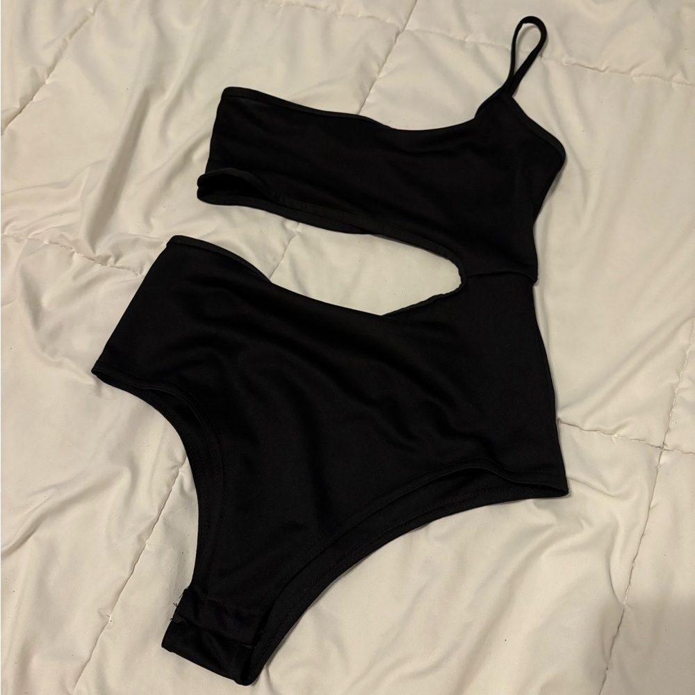 PrettyLittleThing black bodysuit, size 4
